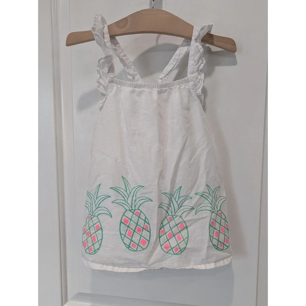 Gymboree Kids White Green Pink Pineapple Sleeveless Tank Shirt Cotton Girls 6